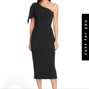 DRESS THE POPULATION Women’s Large Black TIFFANY One Shoulder Sheath Dress